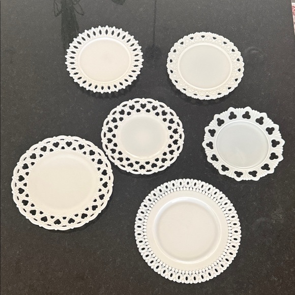 Set of 6 - Vintage Westmoreland Glass Plate - White Lace Edge Plates